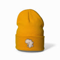 Leather Patch Beanie - Yellow