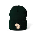 Leather Patch Beanie - Forest Green