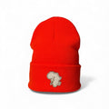 Leather Patch Beanie - Orange