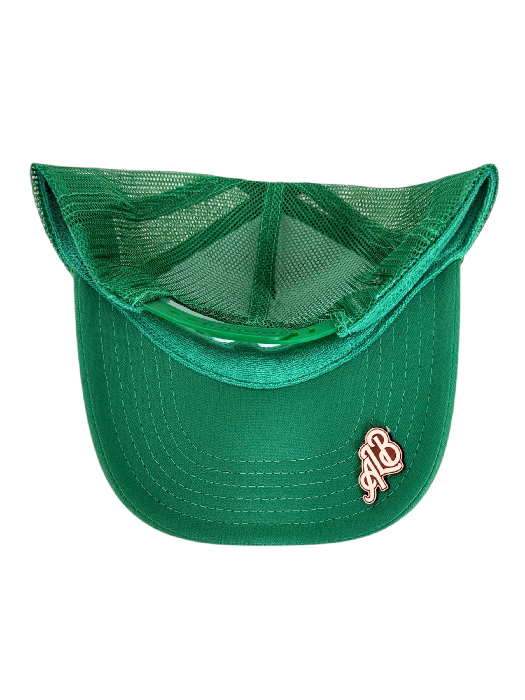 ALB Foam Trucker Hat (Green) | Leather Patch Snapback – African