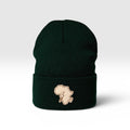 Leather Patch Beanie - Forest Green